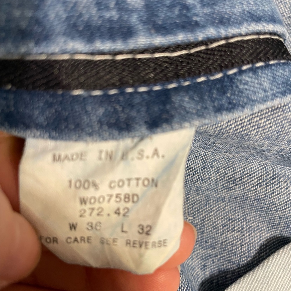 Vintage Key Denim Overalls with Green Stitching - Picture 3 of 3